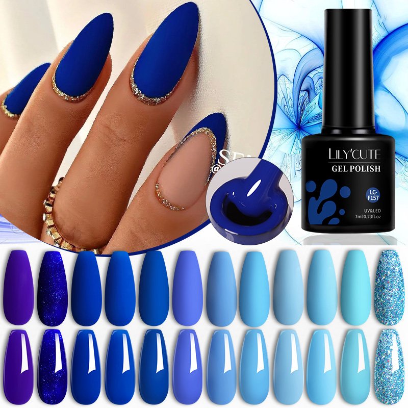 Nail Art Glossy - LILYCUTE 7ML Matte Blue Color Gel