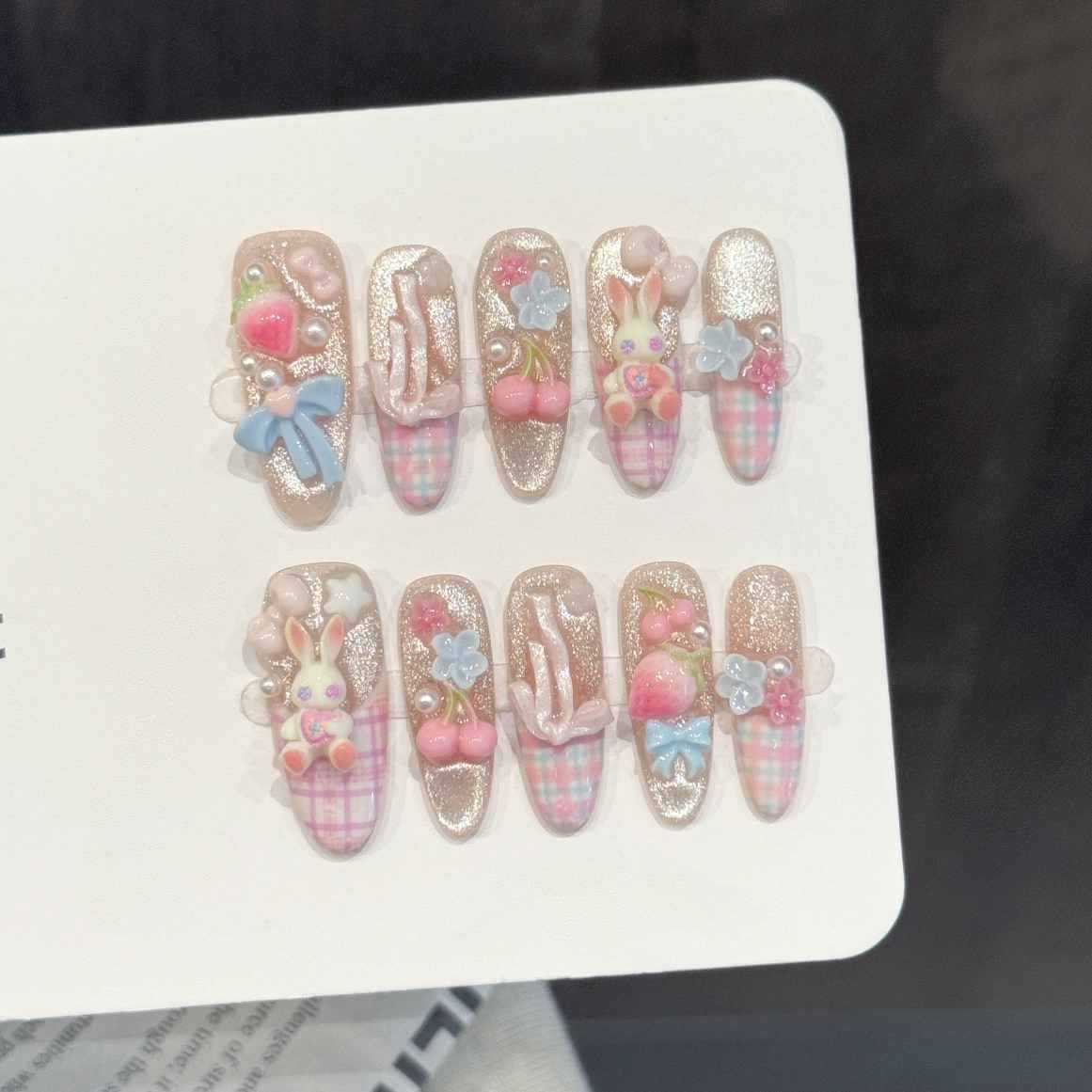 Nail Art Fake - 10PCS Oval Handmade Press On Nails,Light