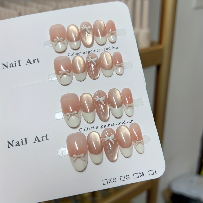 Nail Art Fake - 10pcs high-end French cat's eye bow