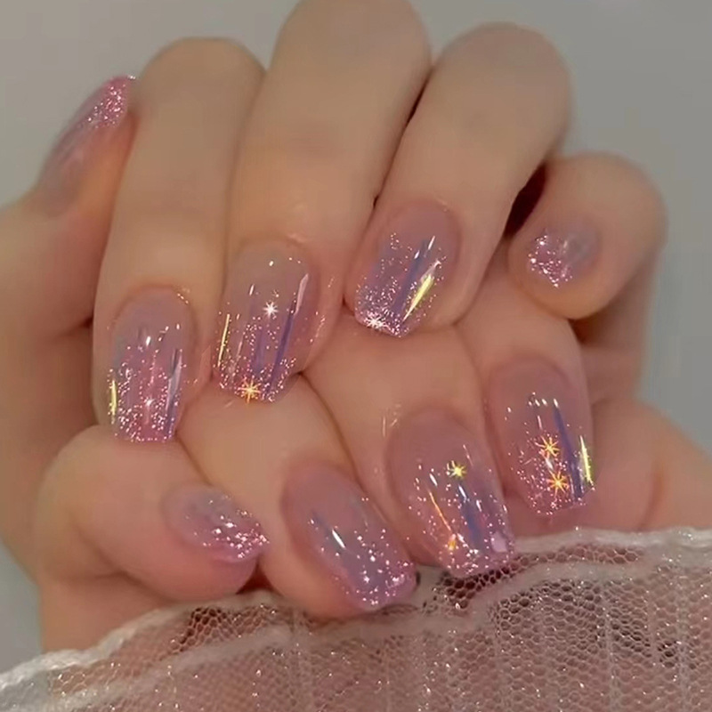Nail Art Glossy - Short fake nails for women girls