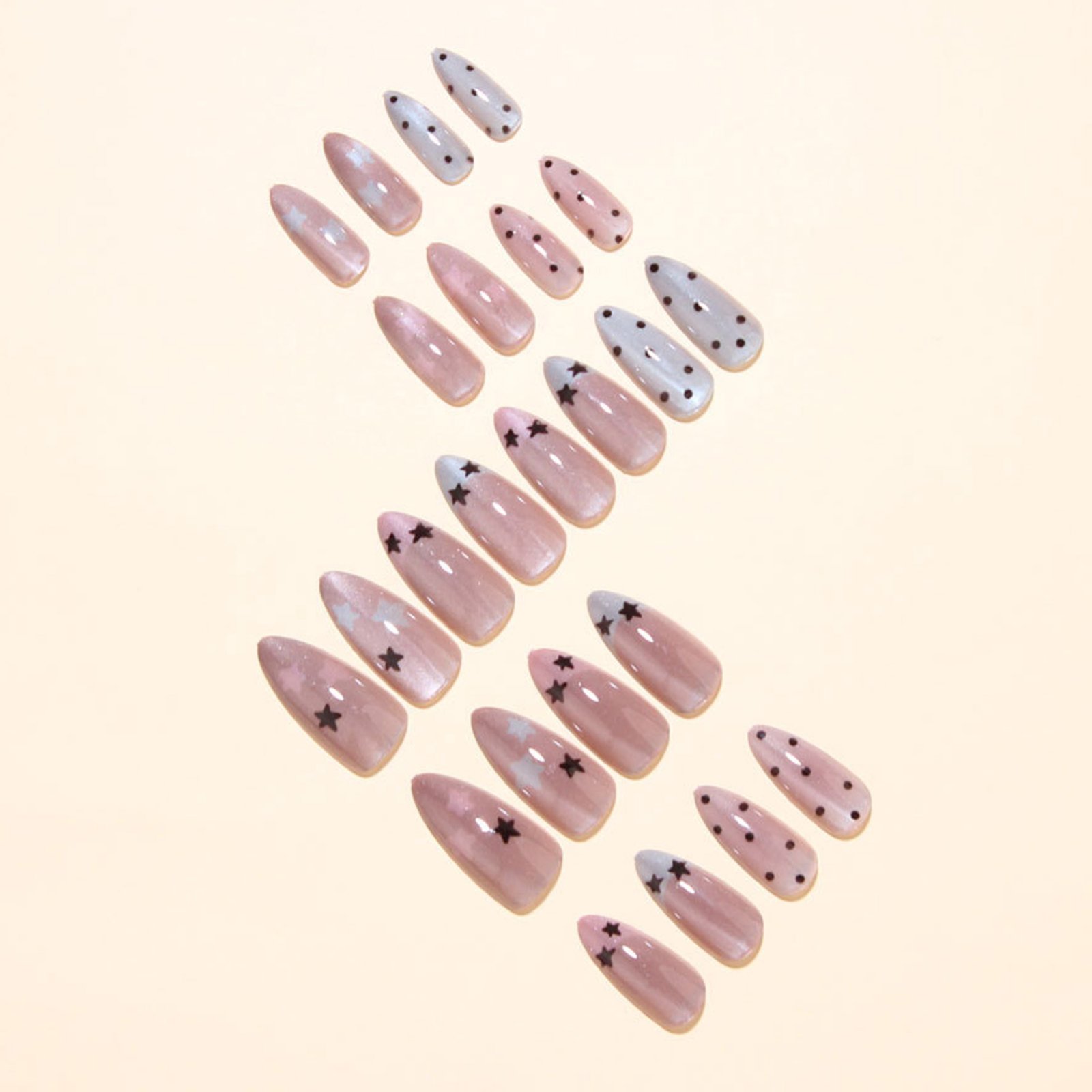 Nail Art Glossy - Nude Pink Almond Nails Press On