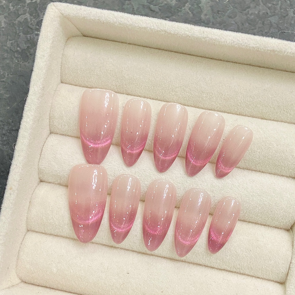Handmade Almond Press on Nails - Nail Art Fake review and price