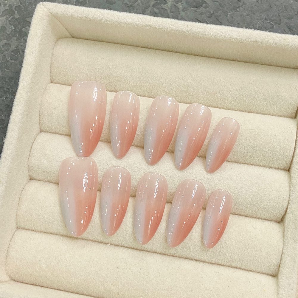 Handmade Almond Press on Nails - Nail Art Fake review and price