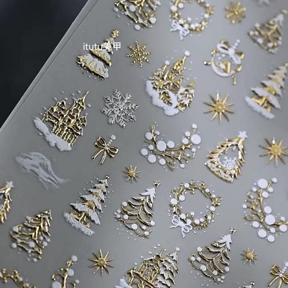 5D Embossed Sparkling White Sn - Nail Art Xmas Tree review and price