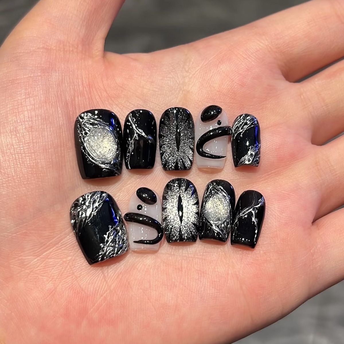 10pcs Black Cute Cat Handmade  - Nail Art Glossy review and price