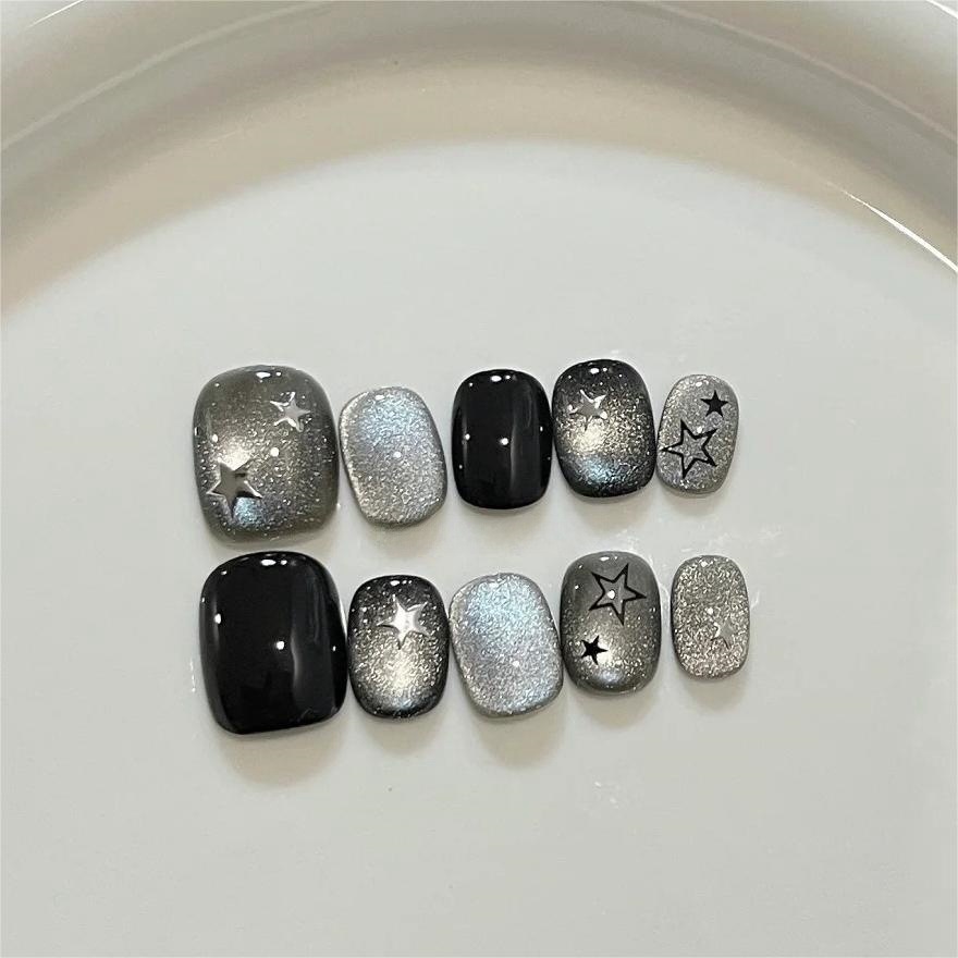 10pcs Black Cute Cat Handmade  - Nail Art Glossy review and price