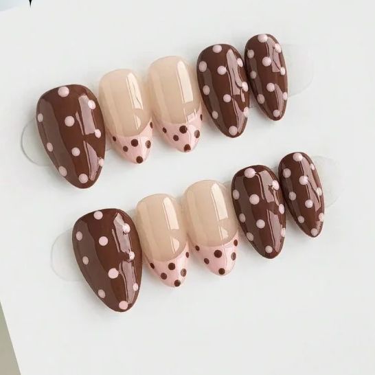 10pcs Short Almond Handmade Pr - Nail Art Fake review and price