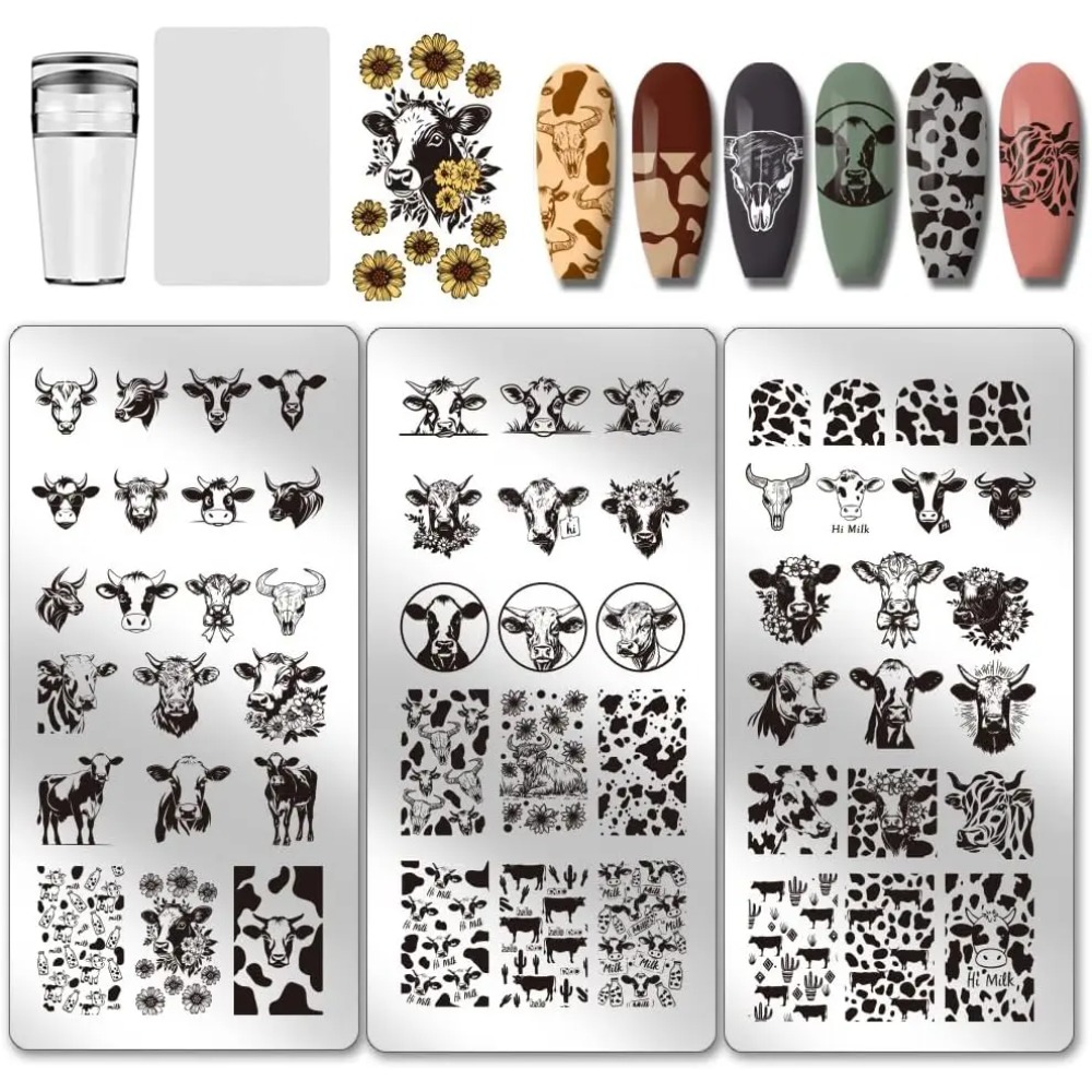 3pcs Cow-Theme Nail Stamping P - Nail Art Inspo review and price