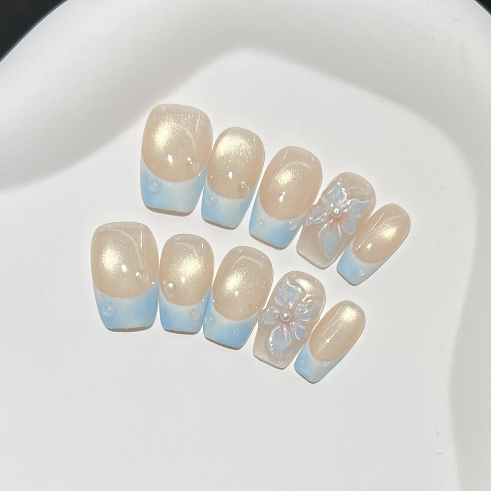 10pcs French Blue Glossy Flora - Nail Art Glossy review and price