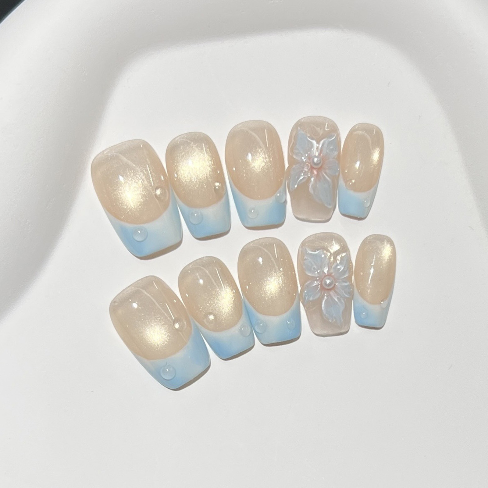 10pcs French Blue Glossy Flora - Nail Art Glossy review and price