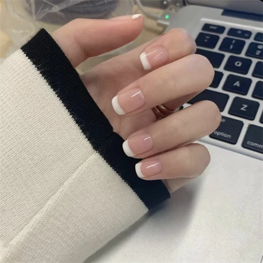 24Pcs/Set Short French Minimal - Nail Art Fake review and price