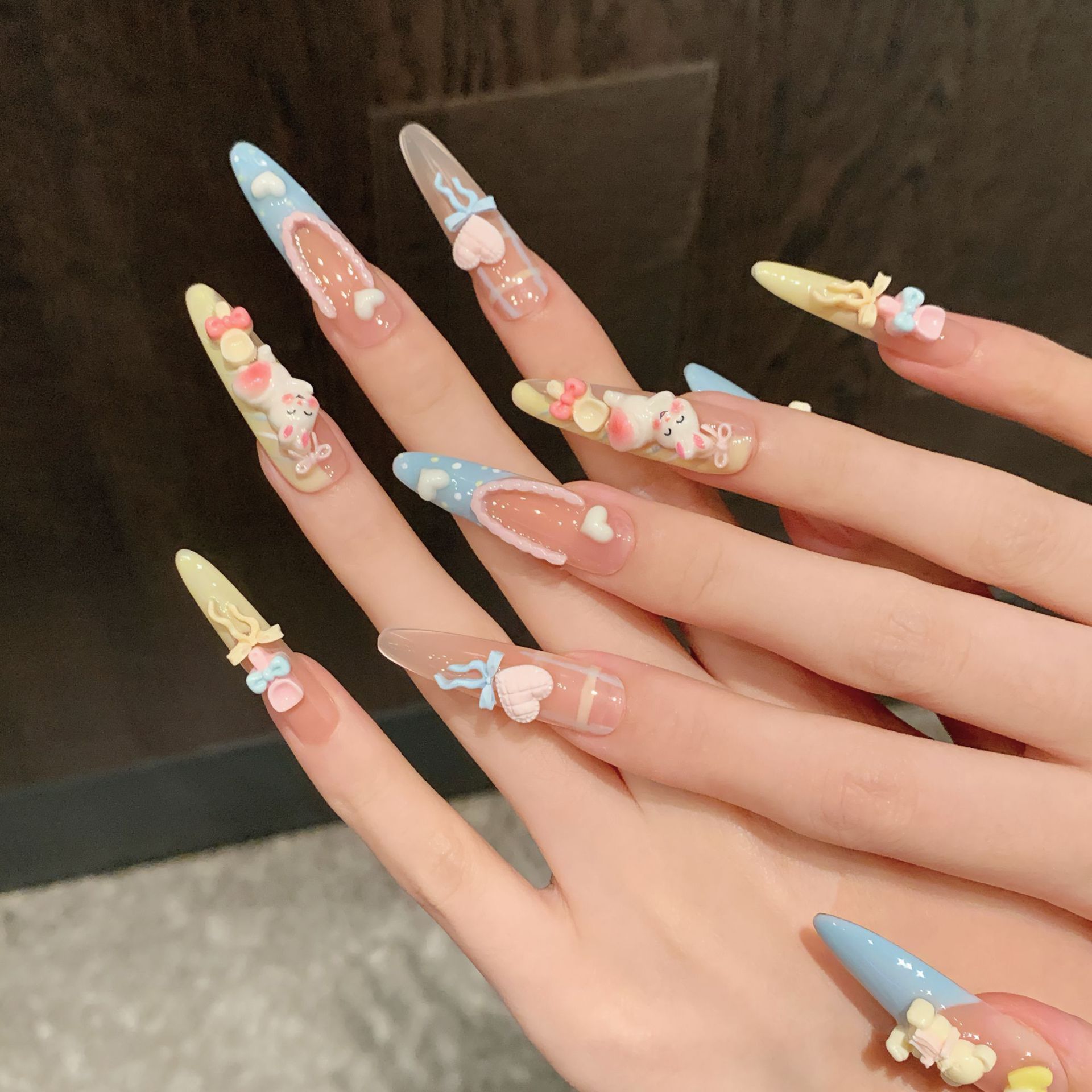 10pcs Cute Bear Rabbit Press O - Nail Art Fake review and price