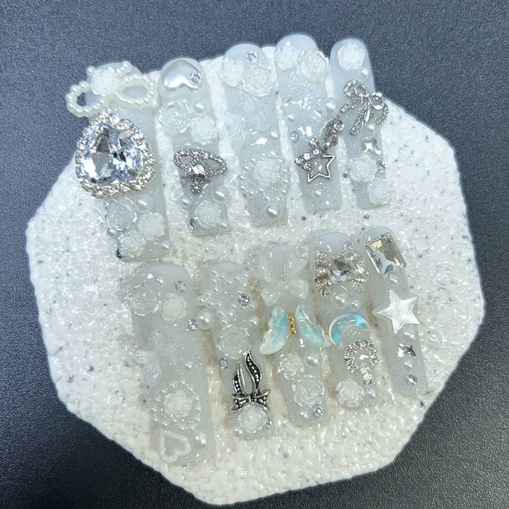 10PCS Cute Jirai Kei White Han - Nail Art Inspo review and price