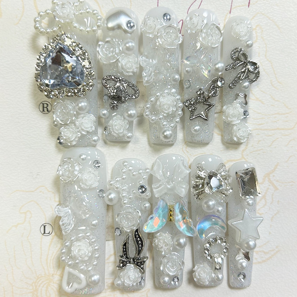 10PCS Cute Jirai Kei White Han - Nail Art Inspo review and price