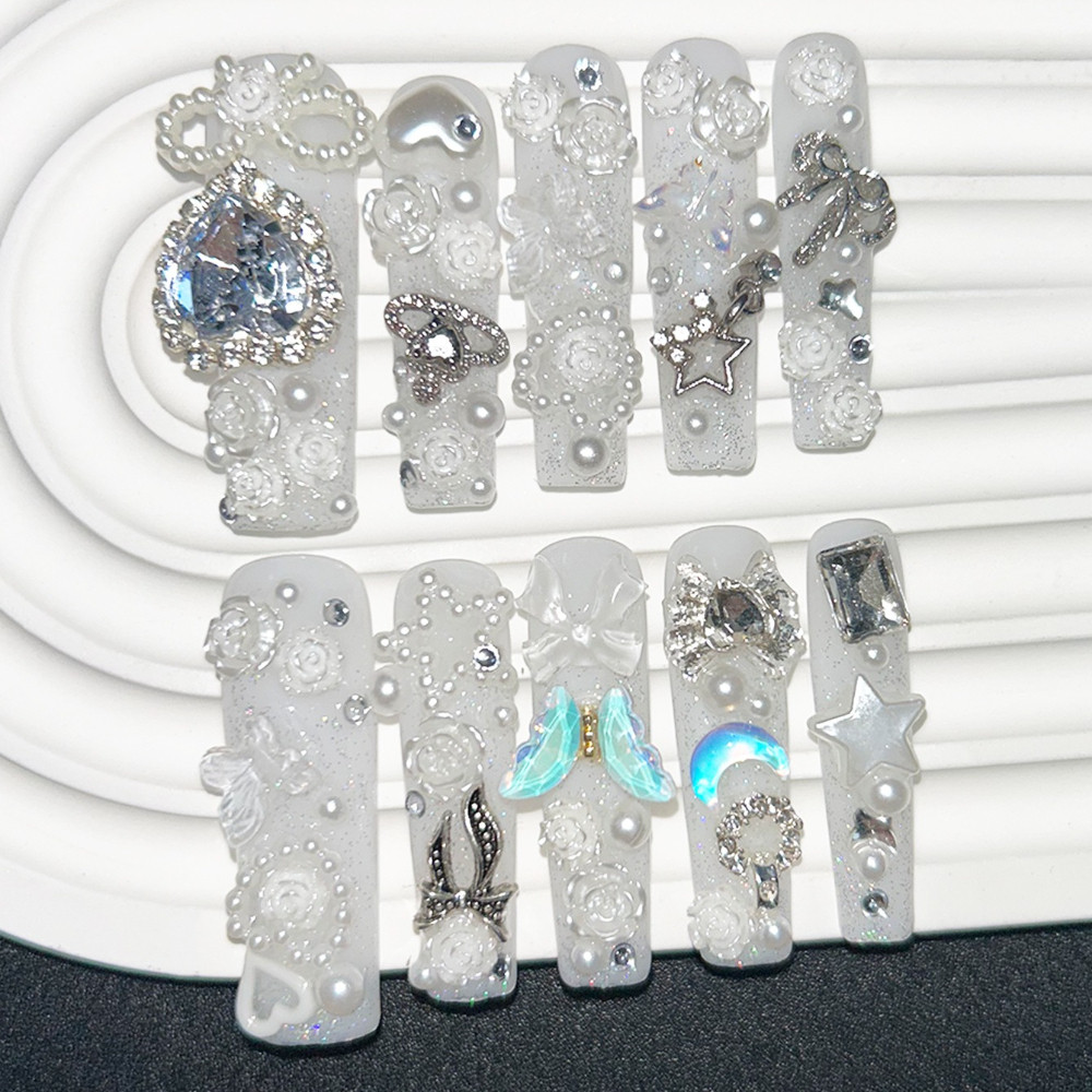 10PCS Cute Jirai Kei White Han - Nail Art Inspo review and price