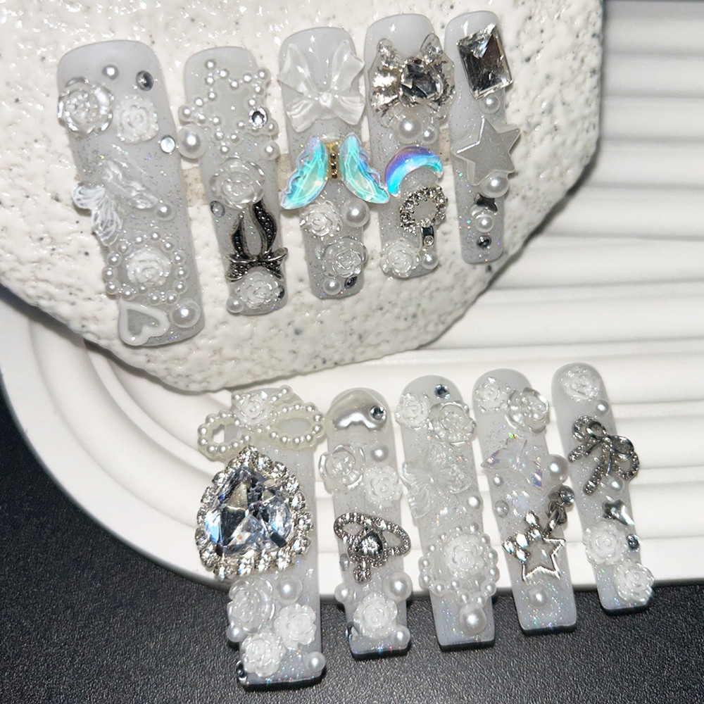 10PCS Cute Jirai Kei White Han - Nail Art Inspo review and price