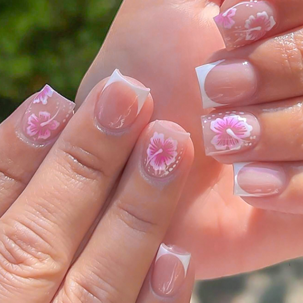 24Pcs French Flower False Nail - Nail Art Wedding review and price