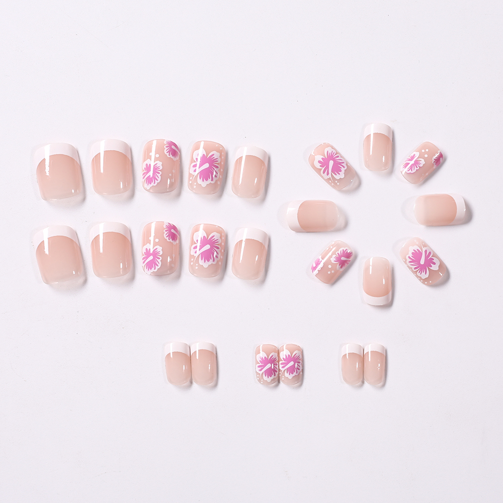 24Pcs French Flower False Nail - Nail Art Wedding review and price