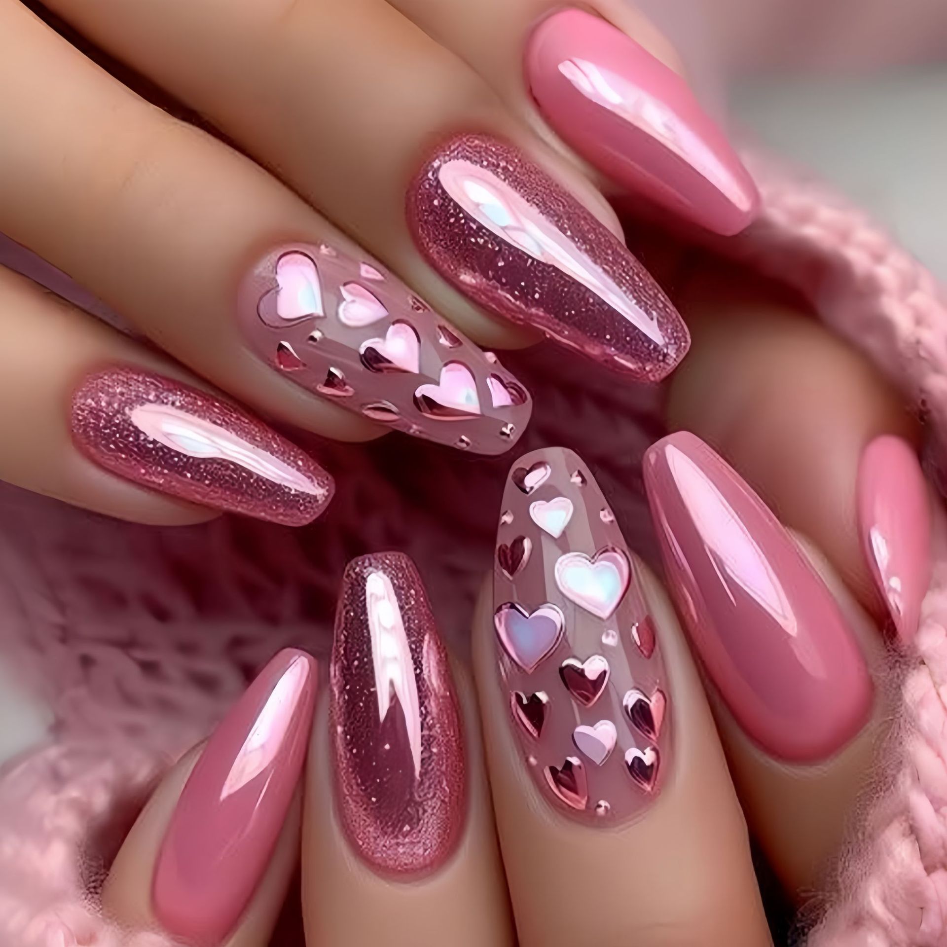 Medium long fake nails Pink bl - Nail Art Wedding review and price