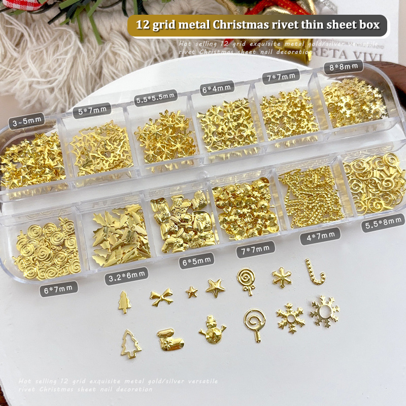 12 Grids Christmas Metal Slice - Nail Art Xmas Tree review and price