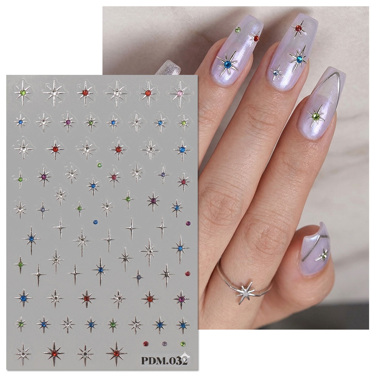Gold Silver Starburst Nail Art - Nail Art Ramadan review and price