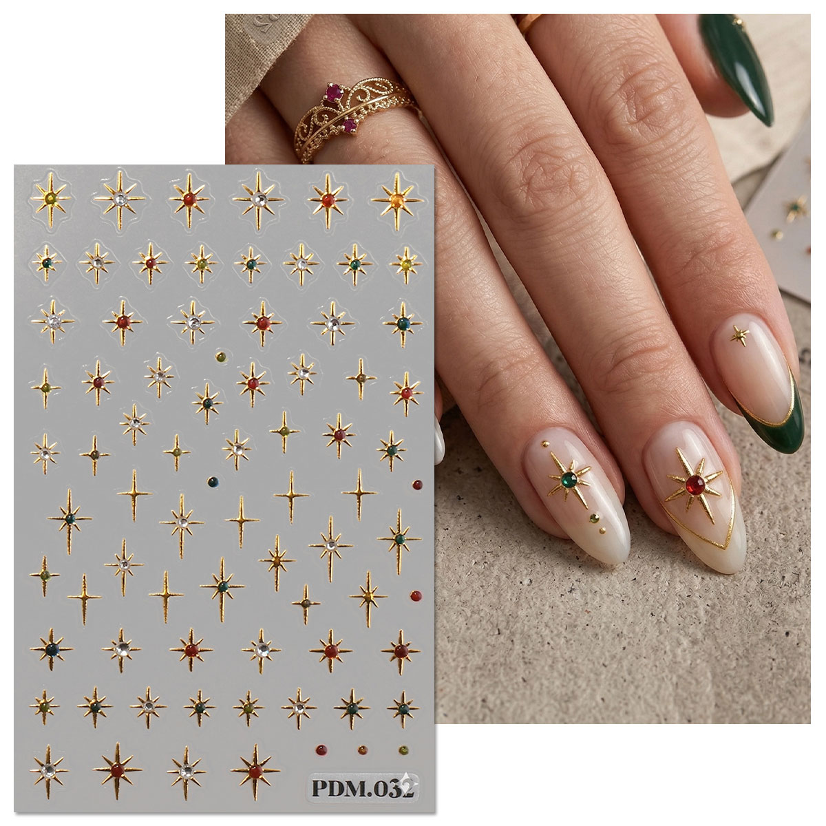 Gold Silver Starburst Nail Art - Nail Art Ramadan review and price